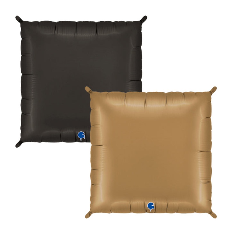28" (24" Inflated) Deco Bicolor Squares Satin Fum Black & Platinum Champagne Foil Balloon (2 Pack)