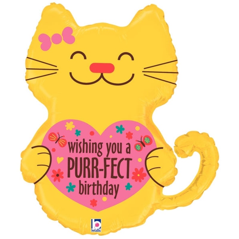 30" Foil Shape Balloon Packaged Purrrfect Birthday