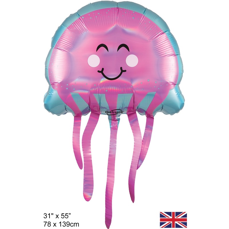 31" x 55" Iridescent Jellyfish Packaged Oaktree Brand Mylar/Foil Balloon