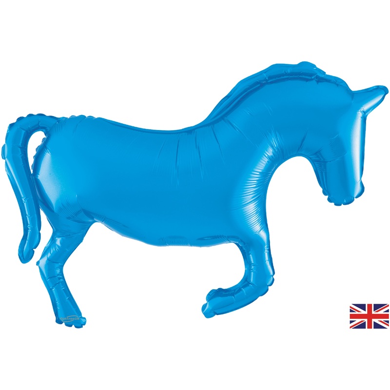 35" Horse Solid Colour Blue Metallic Packaged Oaktree Brand Mylar/Foil Balloon