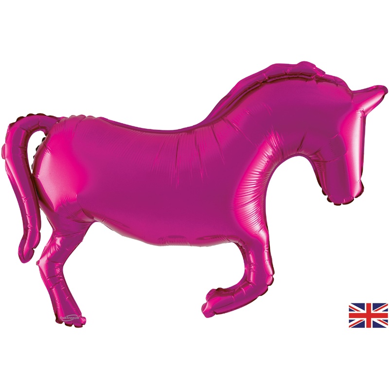 35" Horse Solid Colour Pink Metallic Packaged Oaktree Brand Mylar/Foil Balloon