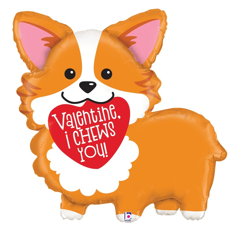 35" Shape Packaged Valentine Corgi Foil Balloon