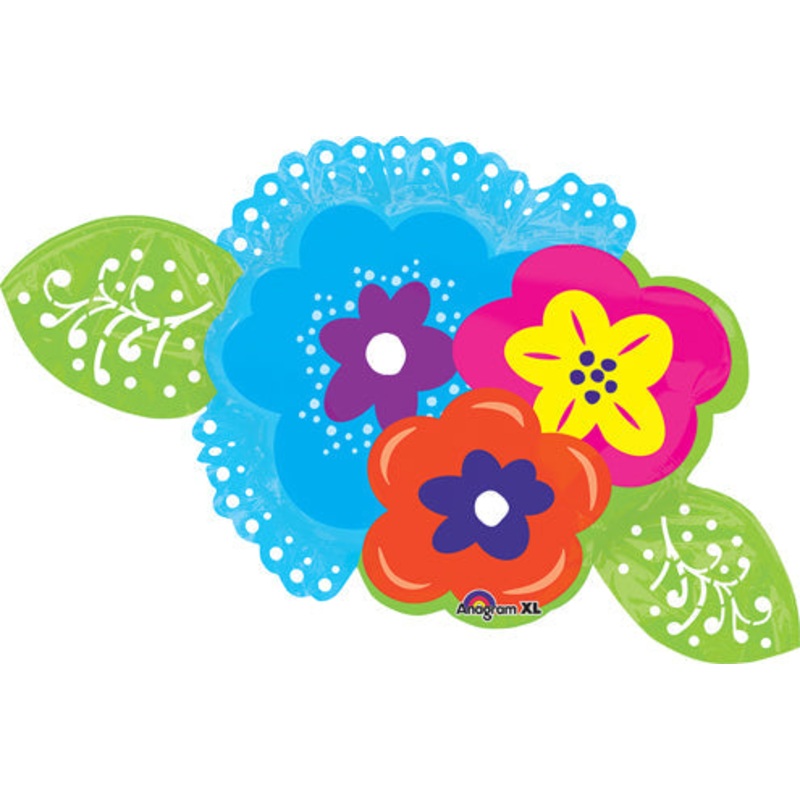 40" Jumbo Bright Flowers Balloon Packaged