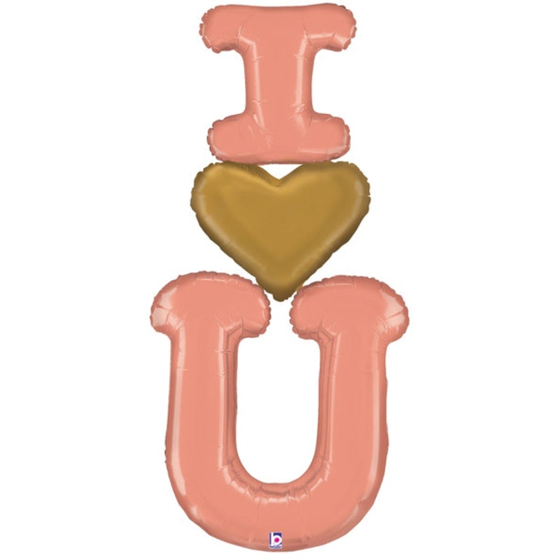 60" Shape Packaged Special Delivery Rose Gold I Heart You Foil Balloon