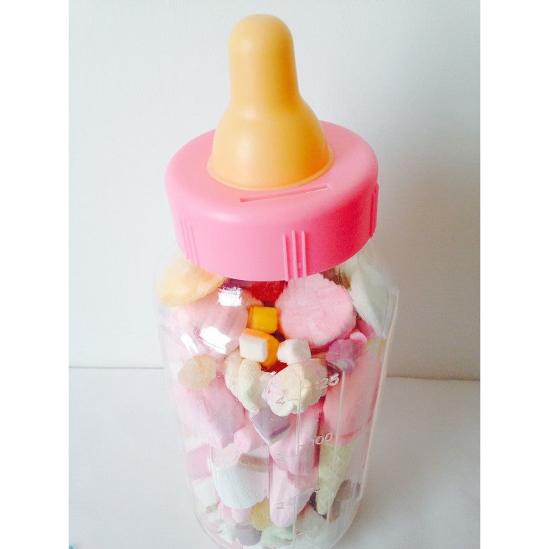 PINK Baby's Bottle: Guess How Many Sweets Game (Filled)
