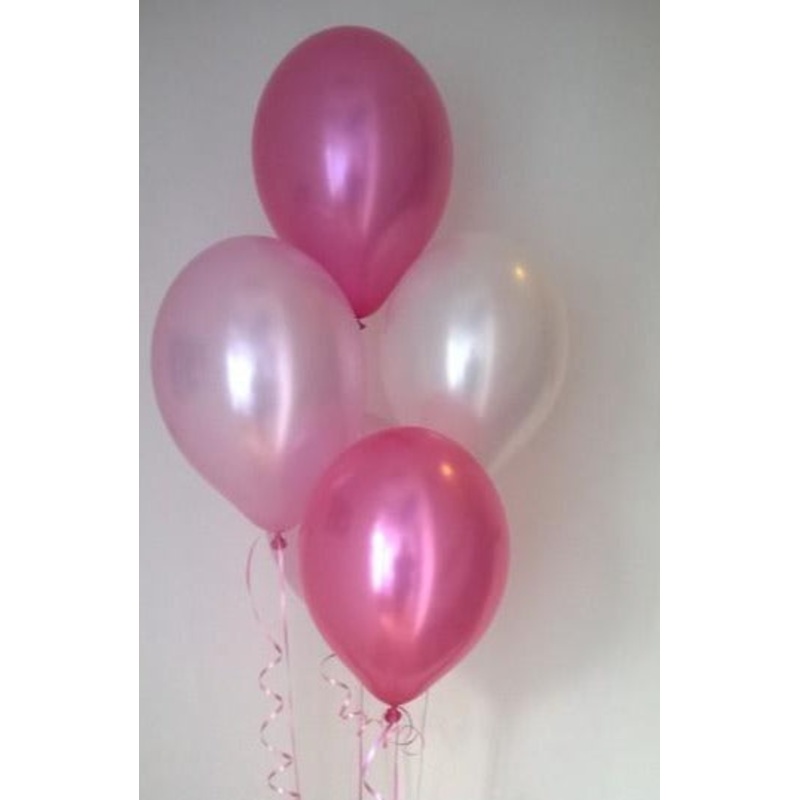 Pink Range  UNFILLED Pearlised Latex Balloons with Curling Ribbon