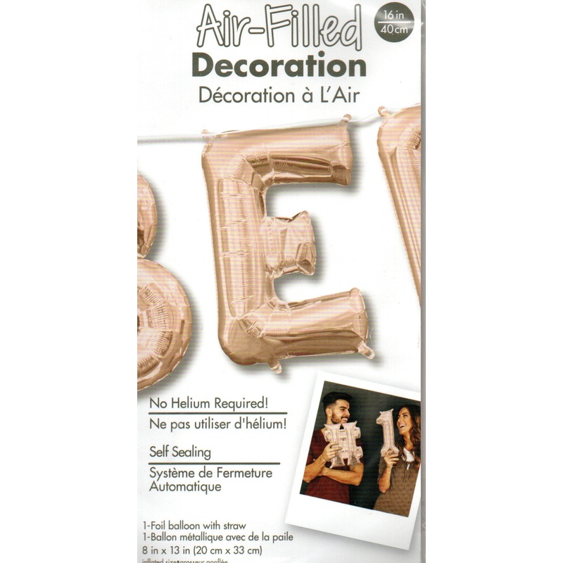 16inch Letter E Rose Gold - NON FLYING  Air-Filled Only