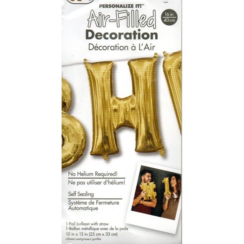 16inch Letter H Gold NON FLYING Air-Filled Only