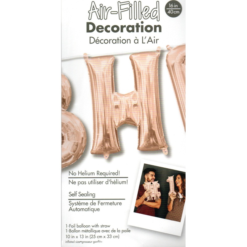 16inch Letter H Rose Gold - NON FLYING  Air-Filled Only