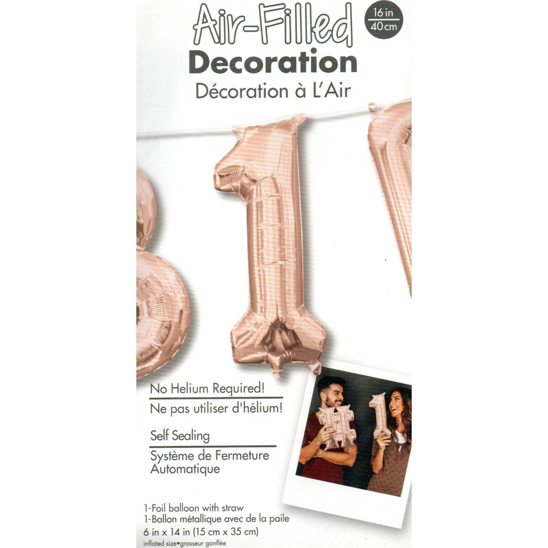 16inch Number 1 Rose Gold -  NON FLYING Air-Filled Only