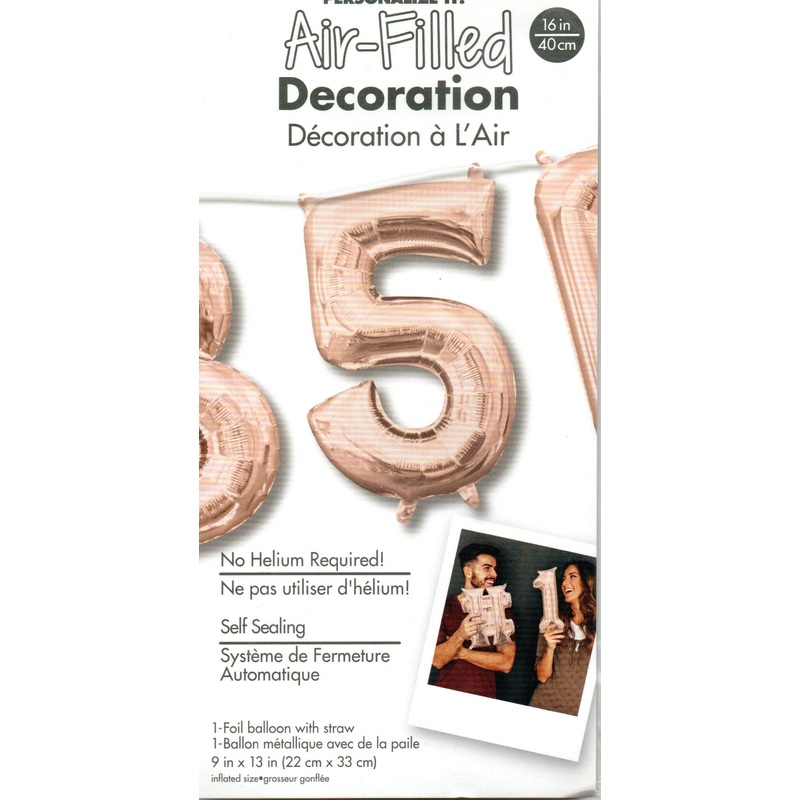 16inch Number 5 Rose Gold -  NON FLYING Air-Filled Only