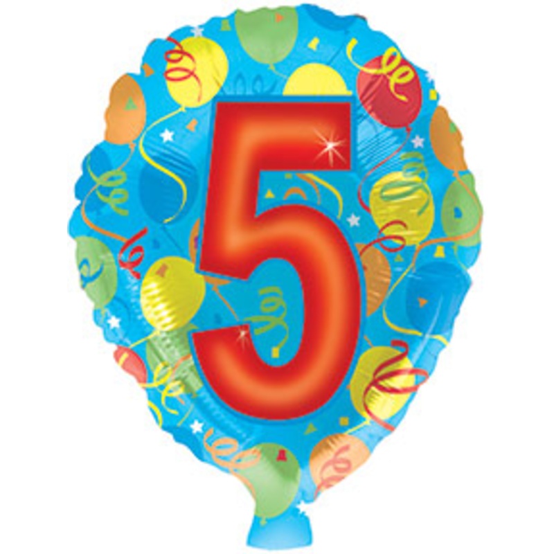 17" Number Shaped "5" Packaged Balloon