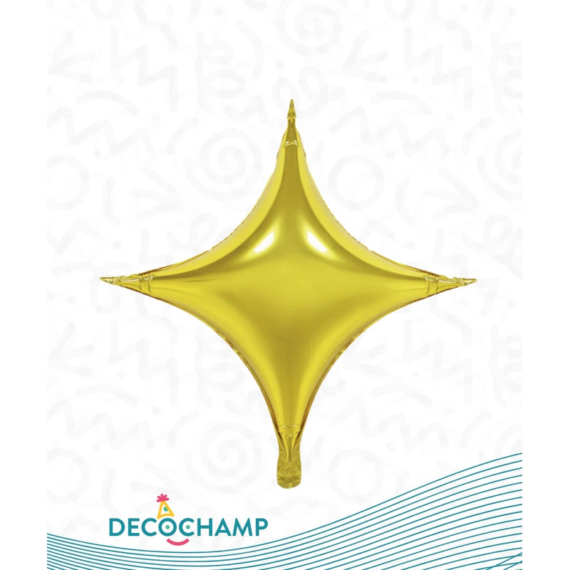 18" Decochamp Brand Deco Starpoint Gold (5 Balloons Per Package)