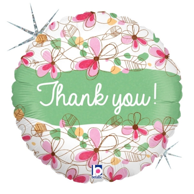 18" Holographic Balloon Packaged Floral Thank You