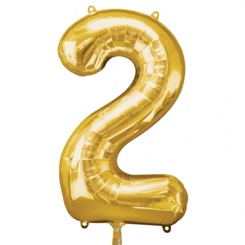 35" Anagram Brand SuperShape 2 Gold Balloon Packaged