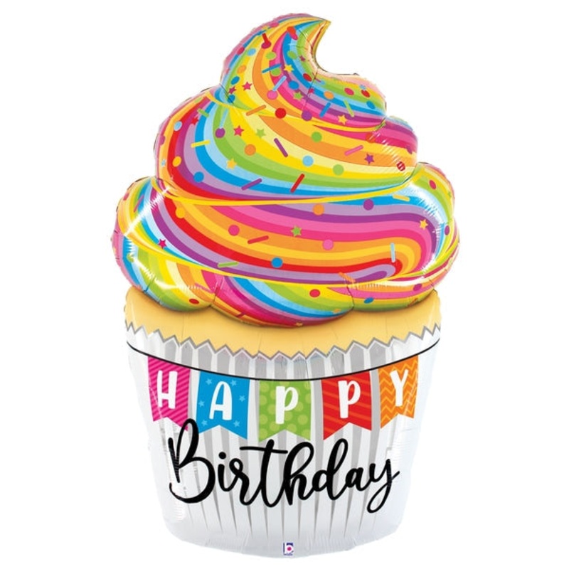 60" Foil Shape Packaged Special Delivery Birthday Cupcake Foil Balloon