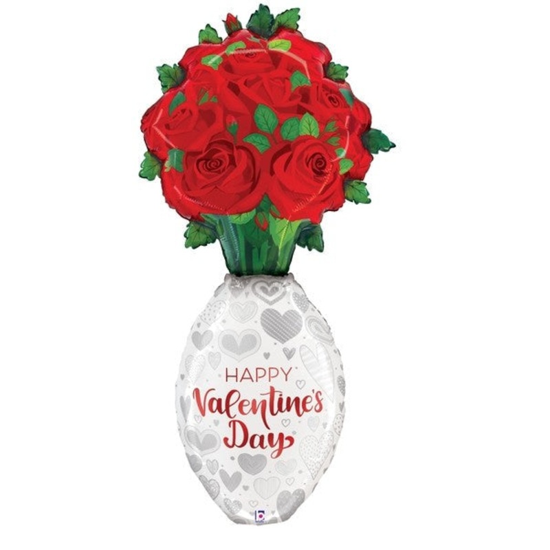 66" Shape (Bottom Air-Filled) Special Delivery Valentine Rose Vase Foil Balloon
