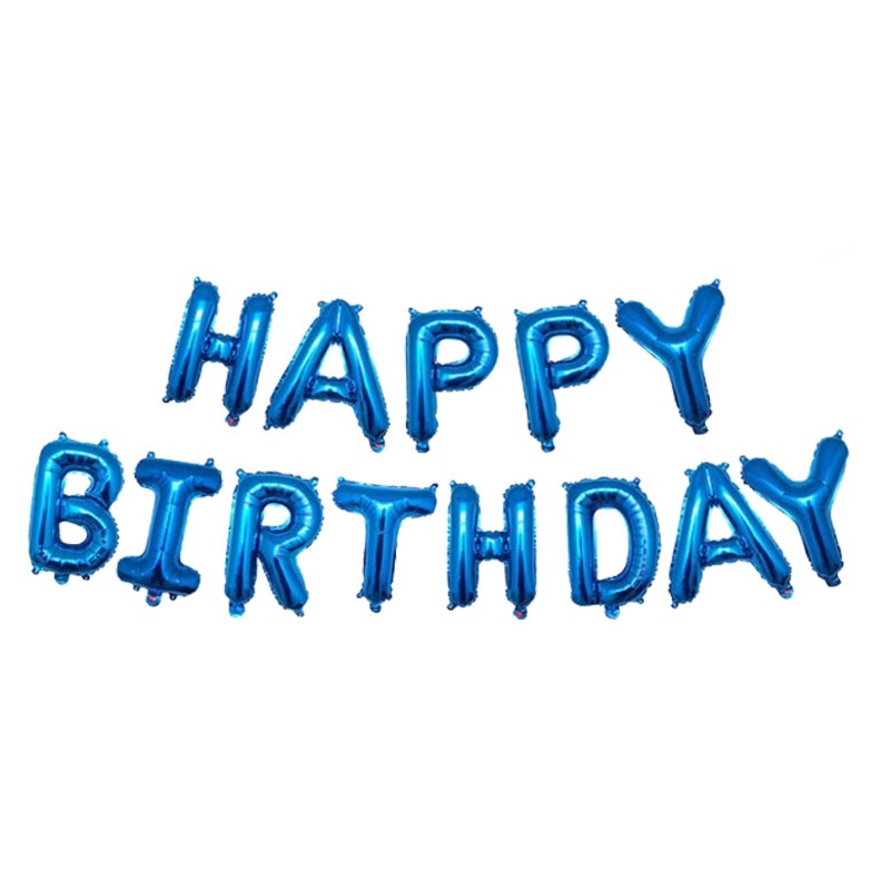 Blue Color Happy Birthday Foil Balloons Banner Air-Filled NO HELIUM / NON-FLYING