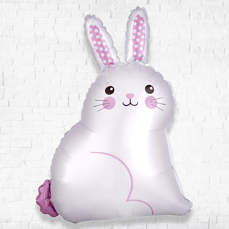 Easter White Bunny Satin JuniorShape Foil Helium Filled