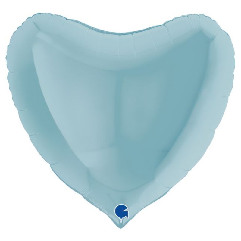 Heart 36"Pastel Blue Foil Balloon Packaged Heart shape