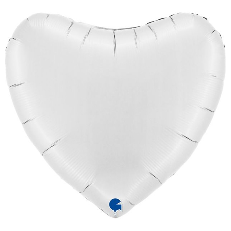 Heart 36"Satin White Foil Balloon Packaged Heart shape