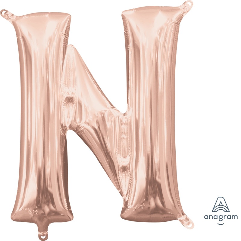Jumbo Letter N Rose Gold - Helium Filled