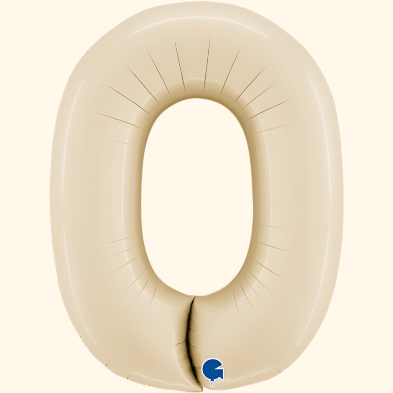 Number 0 Satin Cream 40" Foil Balloon Packaged