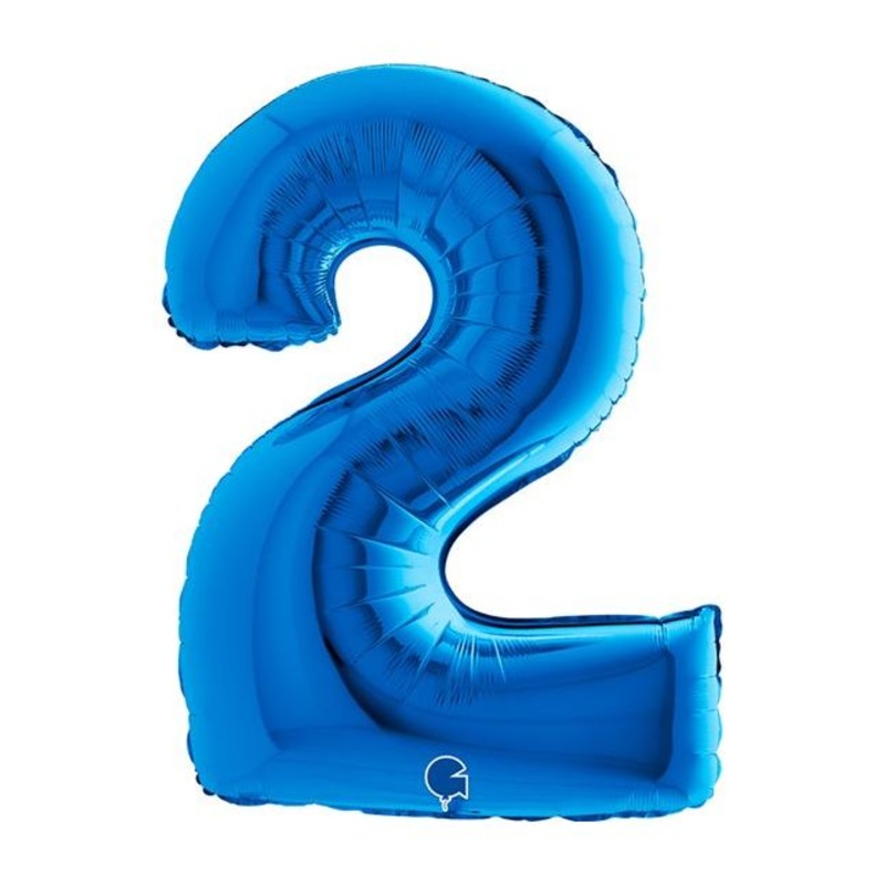 Number 2 Blue 40" Foil Balloon Packaged