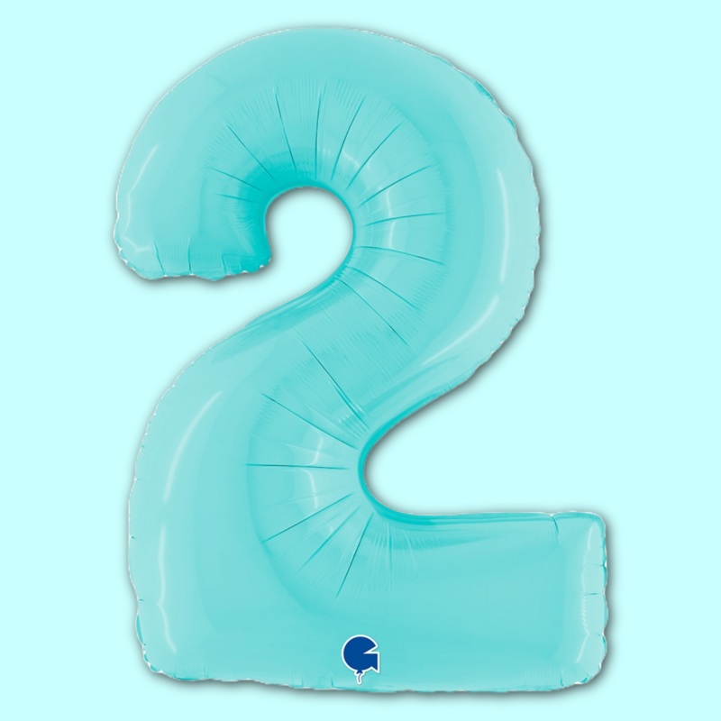 Number 2 Pastel Blue 40" Foil Balloon Packaged