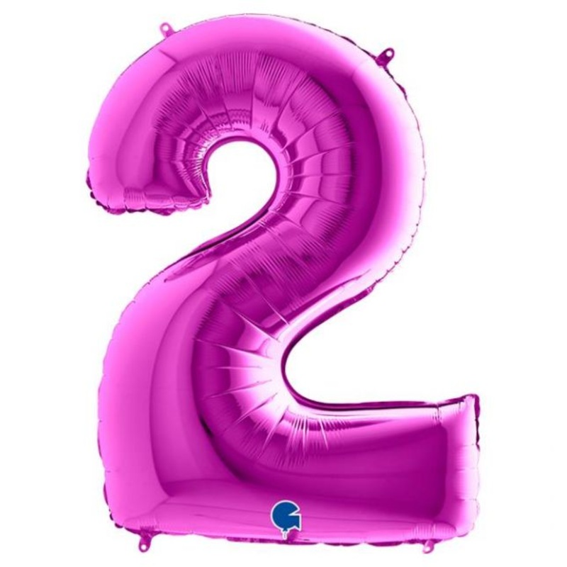 Number 2 Purple 40" Foil Balloon Packaged