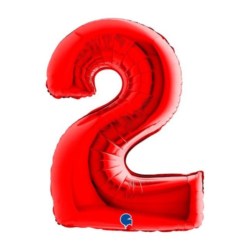 Number 2 Red 40" Foil Balloon Packaged