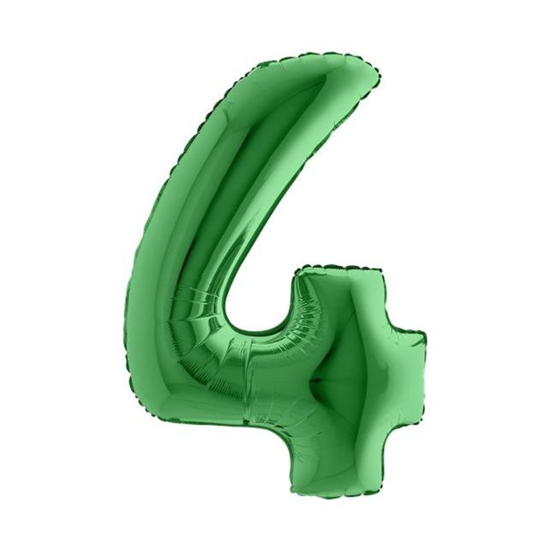 Number 4 Green 40" Foil Balloon Packaged