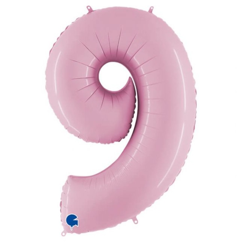 Number 9 Pastel Pink 40" Foil Balloon Packaged