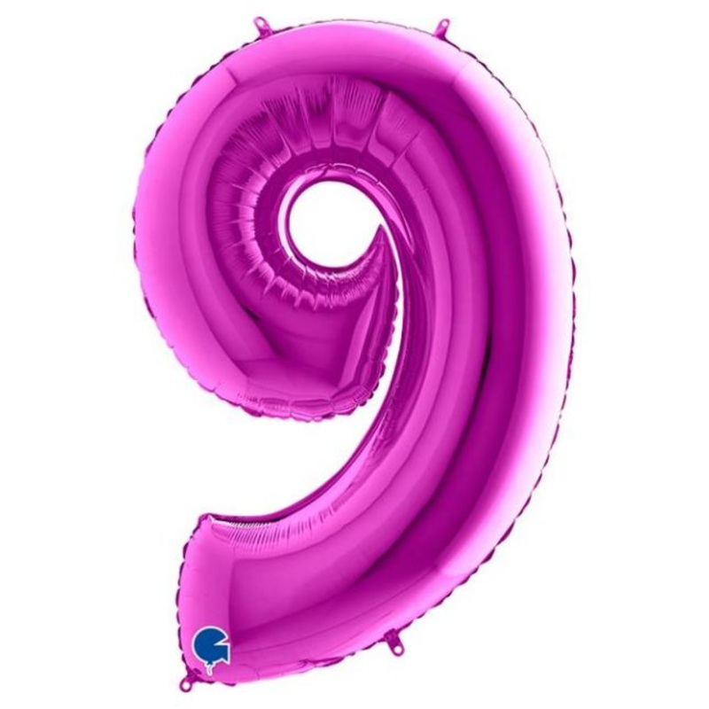 Number 9 Purple 40" Foil Balloon Packaged