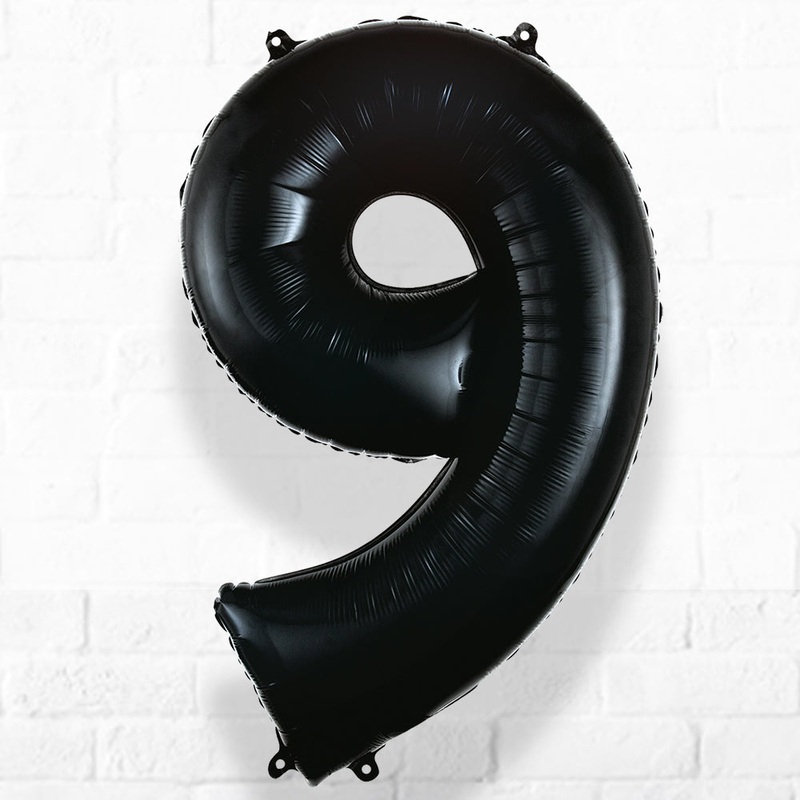 Number Foil Number Nine Black Helium Filled
