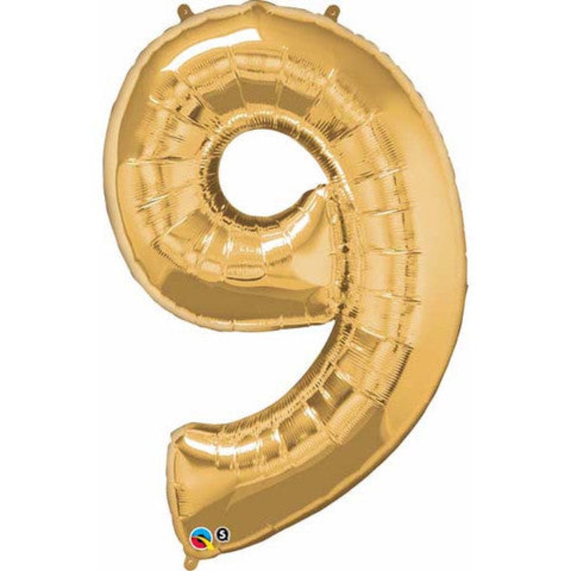 Number Nine Metallic Gold Helium Filled