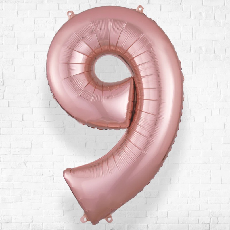 Number Nine Rose Gold Helium Filled