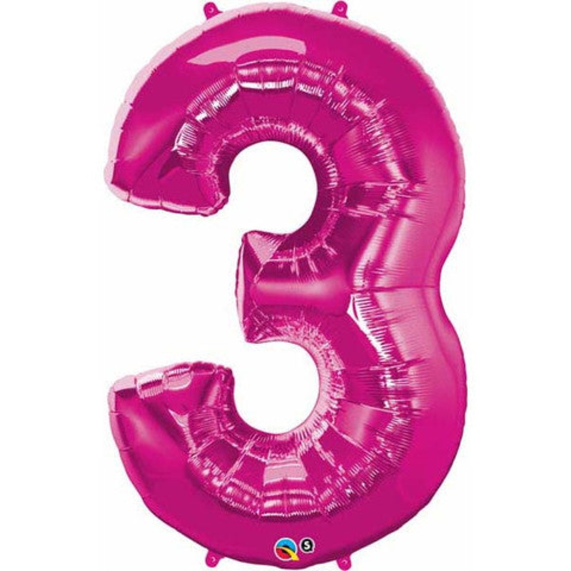 Number Three  PINK Helium Filled