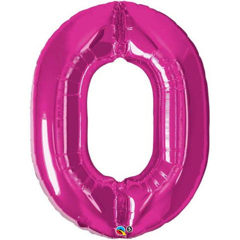 Number Zero Magenta Helium Filled Balloon