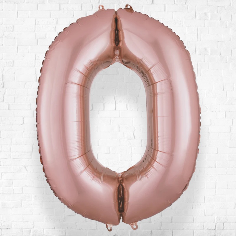 Number Zero Rose Gold Helium Filled