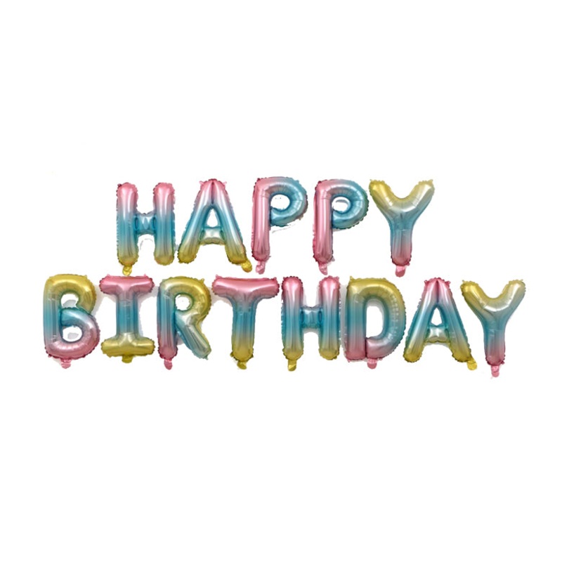 Rainbow Color Happy Birthday Foil Balloons Banner - Air-Filled - NON FLYING / NO HELIUM