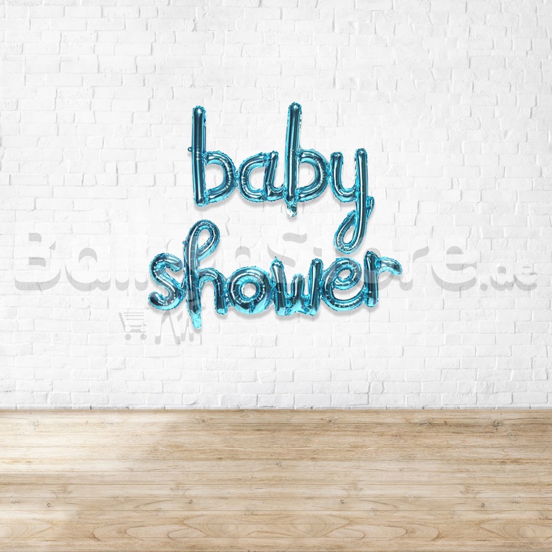 Script Baby Shower BLUE Air-Filled - Air-Filled - NON FLYING / NO HELIUM