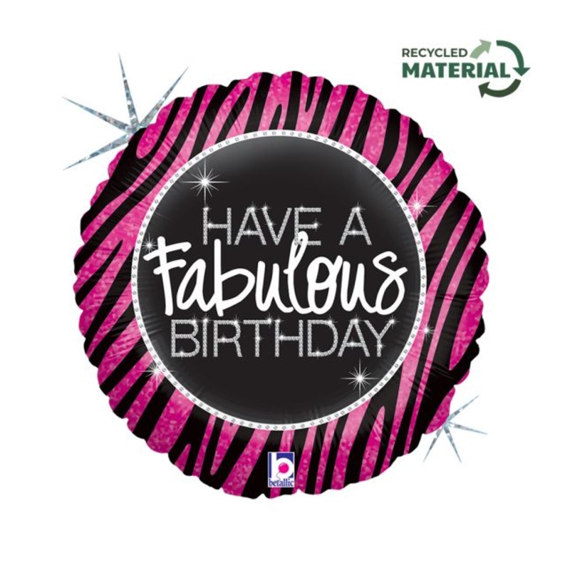 18" Fabulous Zebra Birthday Foil Balloon Packaged