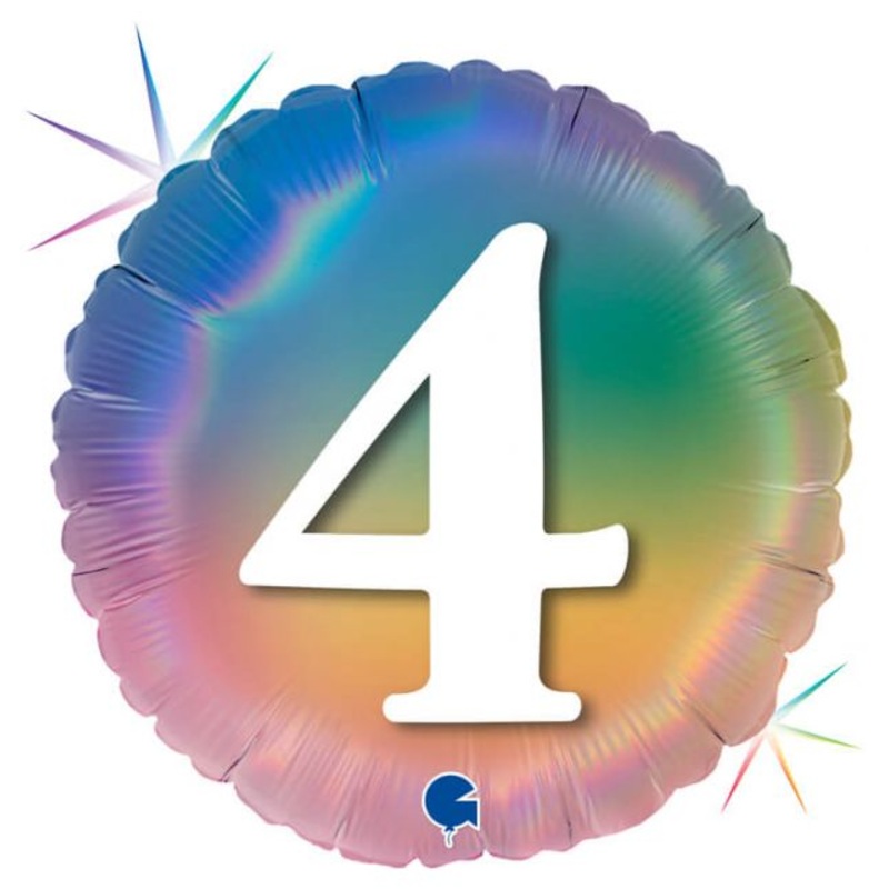 18" Happy 4 Colourful Rainbow Foil Balloon Packaged