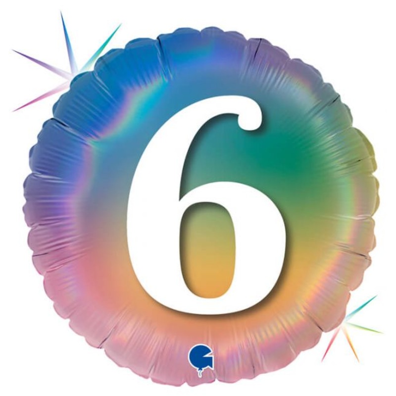 18" Happy 6 Colourful Rainbow Foil Balloon Packaged