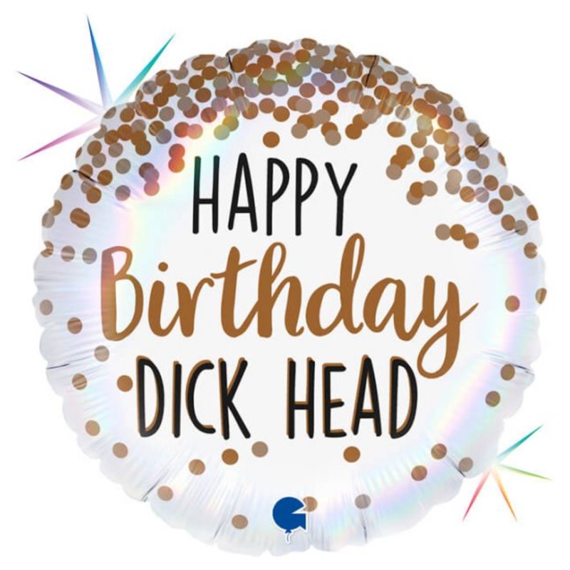 18" Happy Birthday Dick Head Foil Balloon Packaged