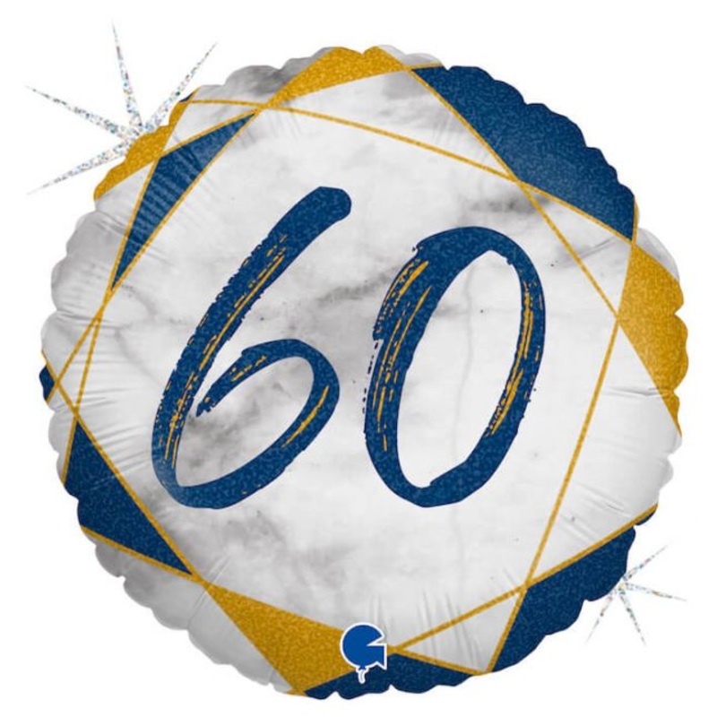 18" Marble Mate 60 Blue Foil Balloon Packaged