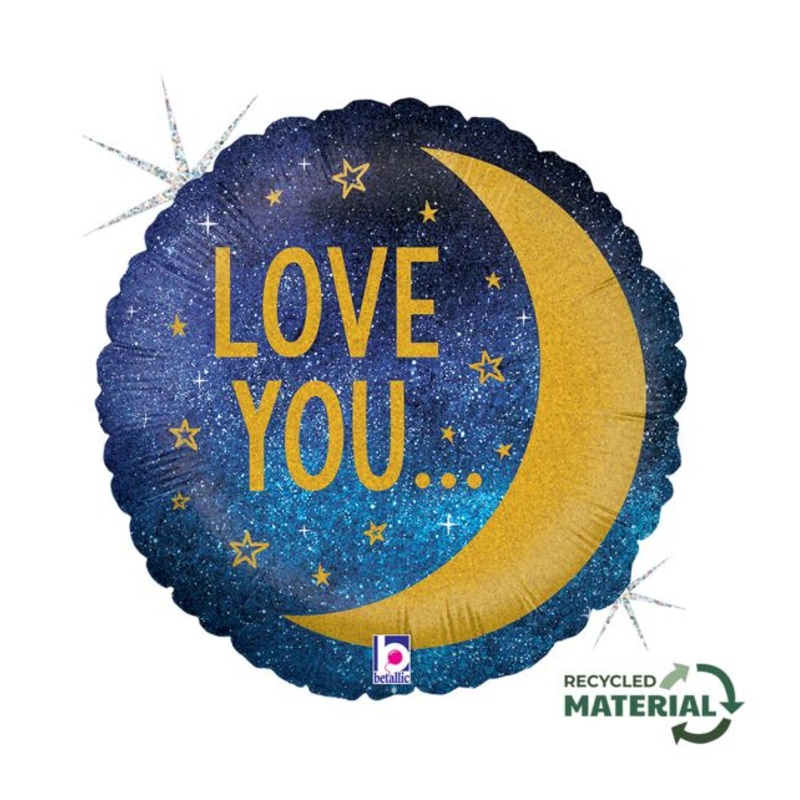 18" Moon & Back Foil Balloon Packaged