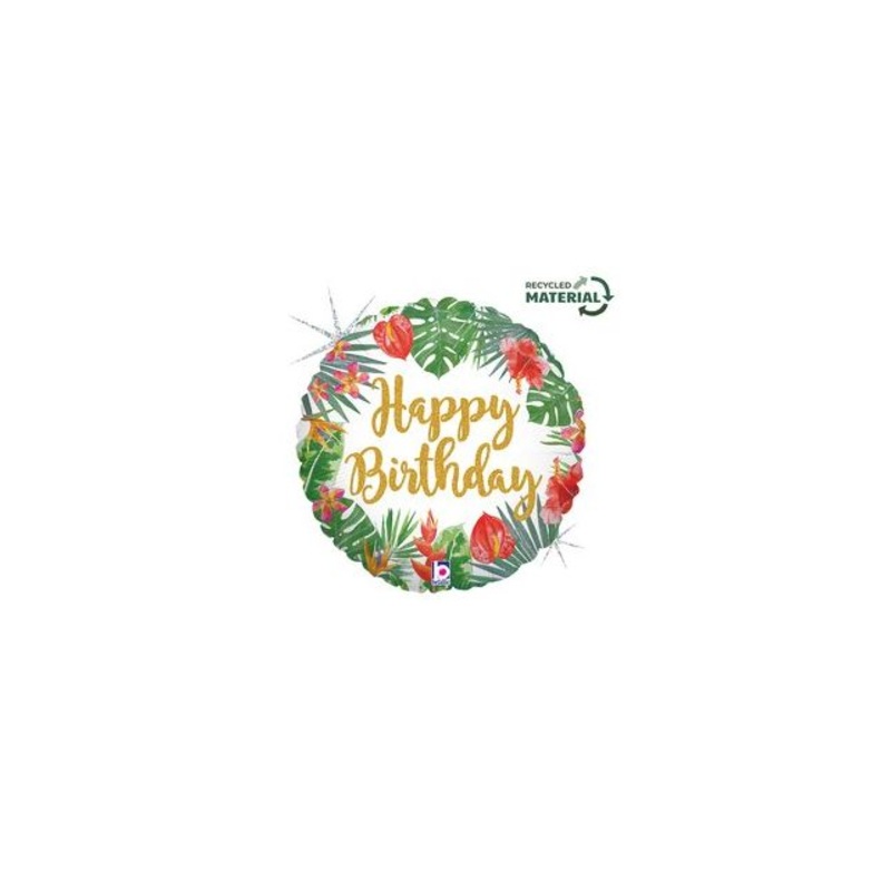 18" Tropical Birthday Foil Balloon Packaged