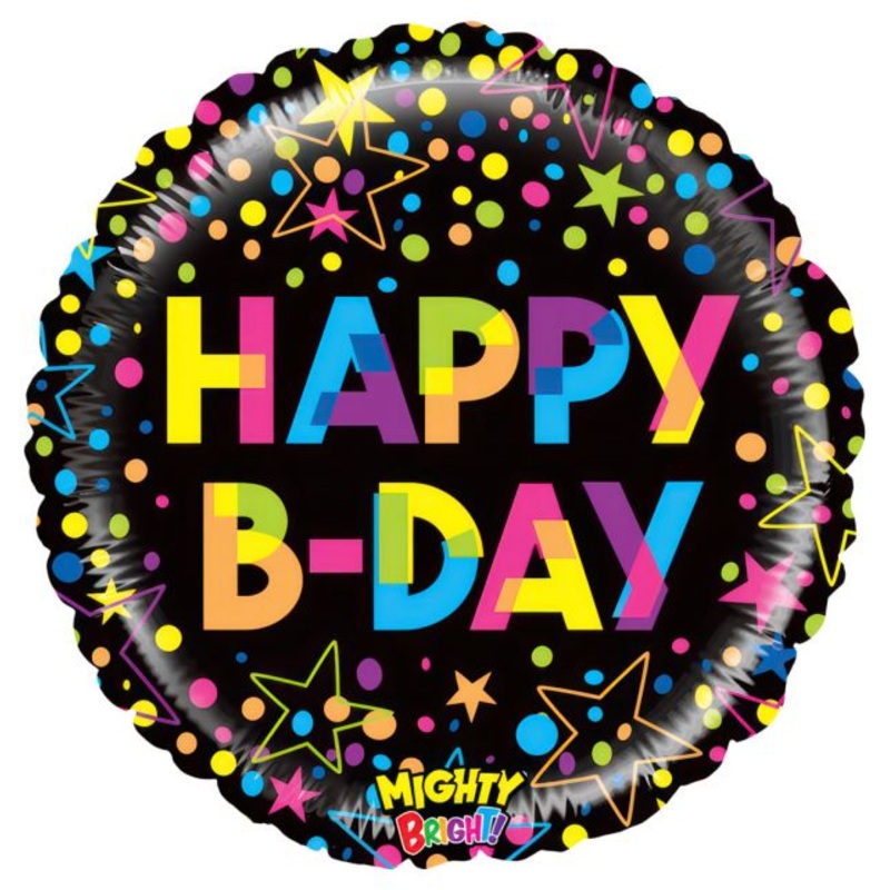 21" Mighty Colorful Birthday Foil Balloon Packaged